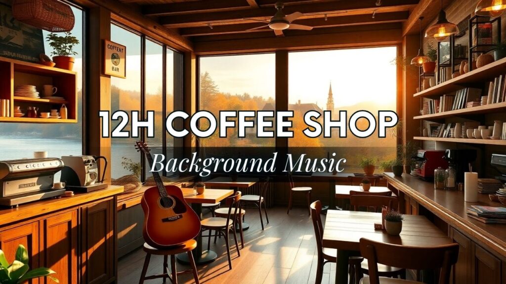 All-Day Cozy Café Ambience ☕ 12H Piano, Jazz & Guitar | Waterfall & Nature Sounds