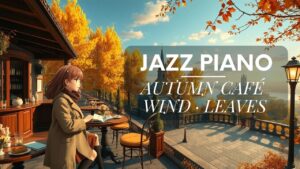 Autumn Coffee Shop Music 🍂 Jazz Piano & Falling Leaves – Relaxing Café Ambience
